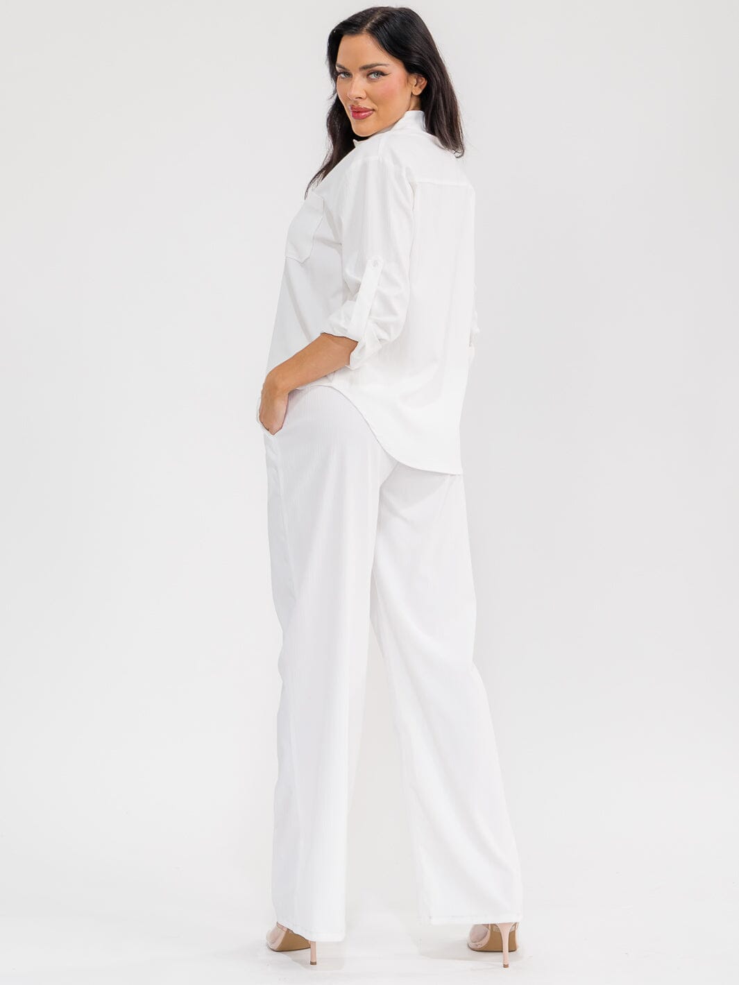 WOMEN'S LONG SLEEVE TOP & ELASTIC WAIST PANTS STRIPES 2PC. SET