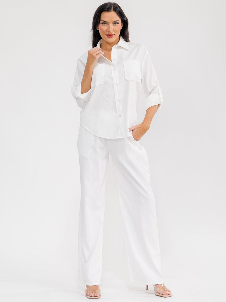 WOMEN'S LONG SLEEVE TOP & ELASTIC WAIST PANTS STRIPES 2PC. SET