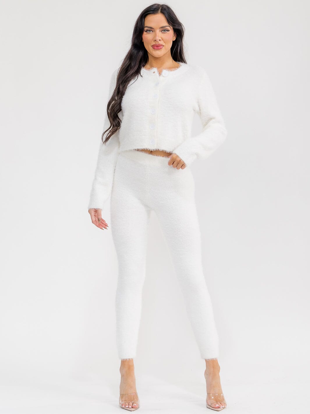 WOMEN'S LONG SLEEVE TOP & ELASTIC WAIST PANTS FUZZY 2PC. SET