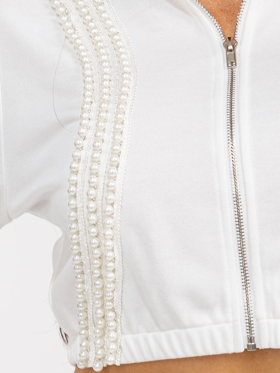 WOMEN'S LONG SLEEVE CROP SWEATER & ELASTIC WAIST PANTS PEARL TRIM 2PC. SET