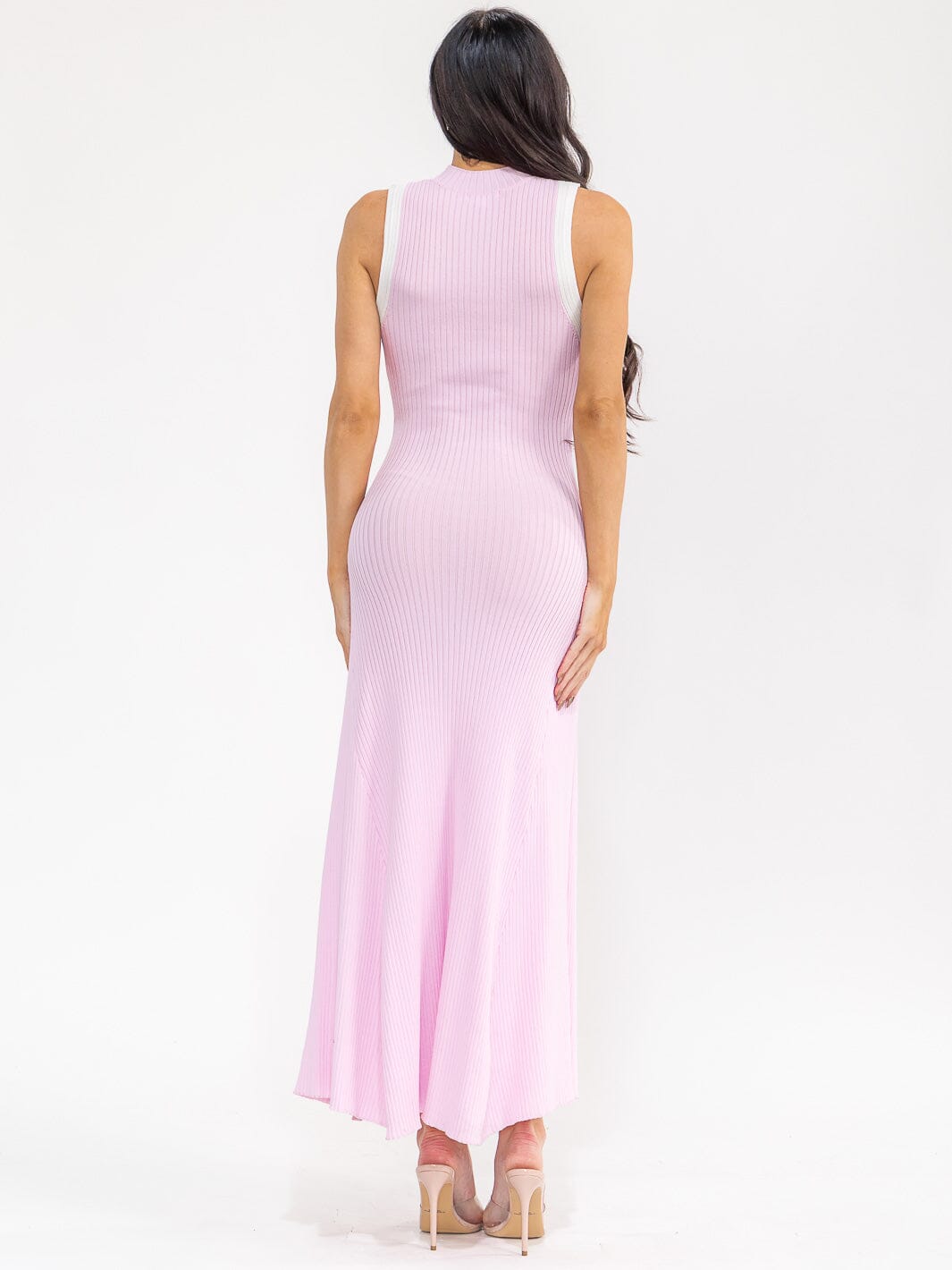 WOMEN'S SLEEVELESS SIDE SLIT RIBBED BODYCON MAXI DRESS