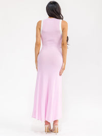 WOMEN'S SLEEVELESS SIDE SLIT RIBBED BODYCON MAXI DRESS