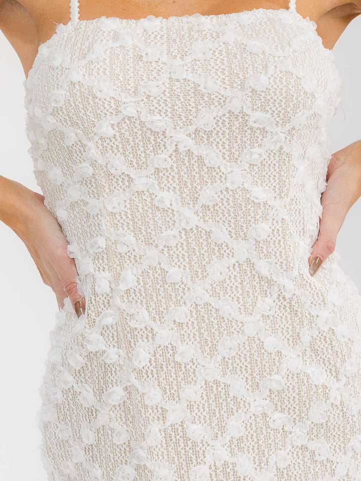 WOMEN'S SLEEVELESS FLOWER DETAILED BODYCON MIDI DRESS