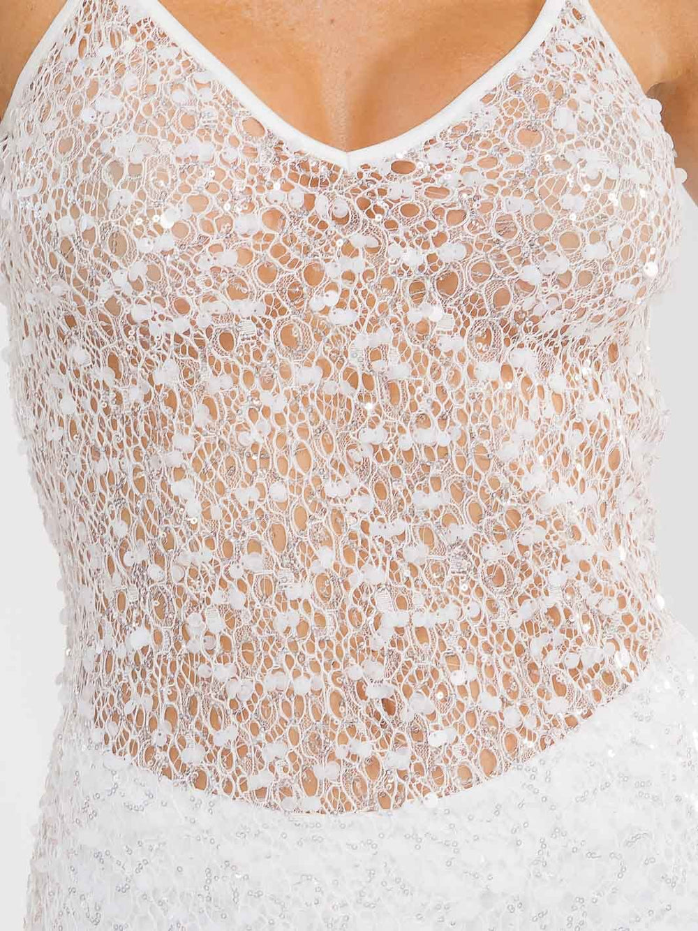 WOMEN'S SLEEVELESS V-NECK SEQUINS BODYCON MIDI DRESS