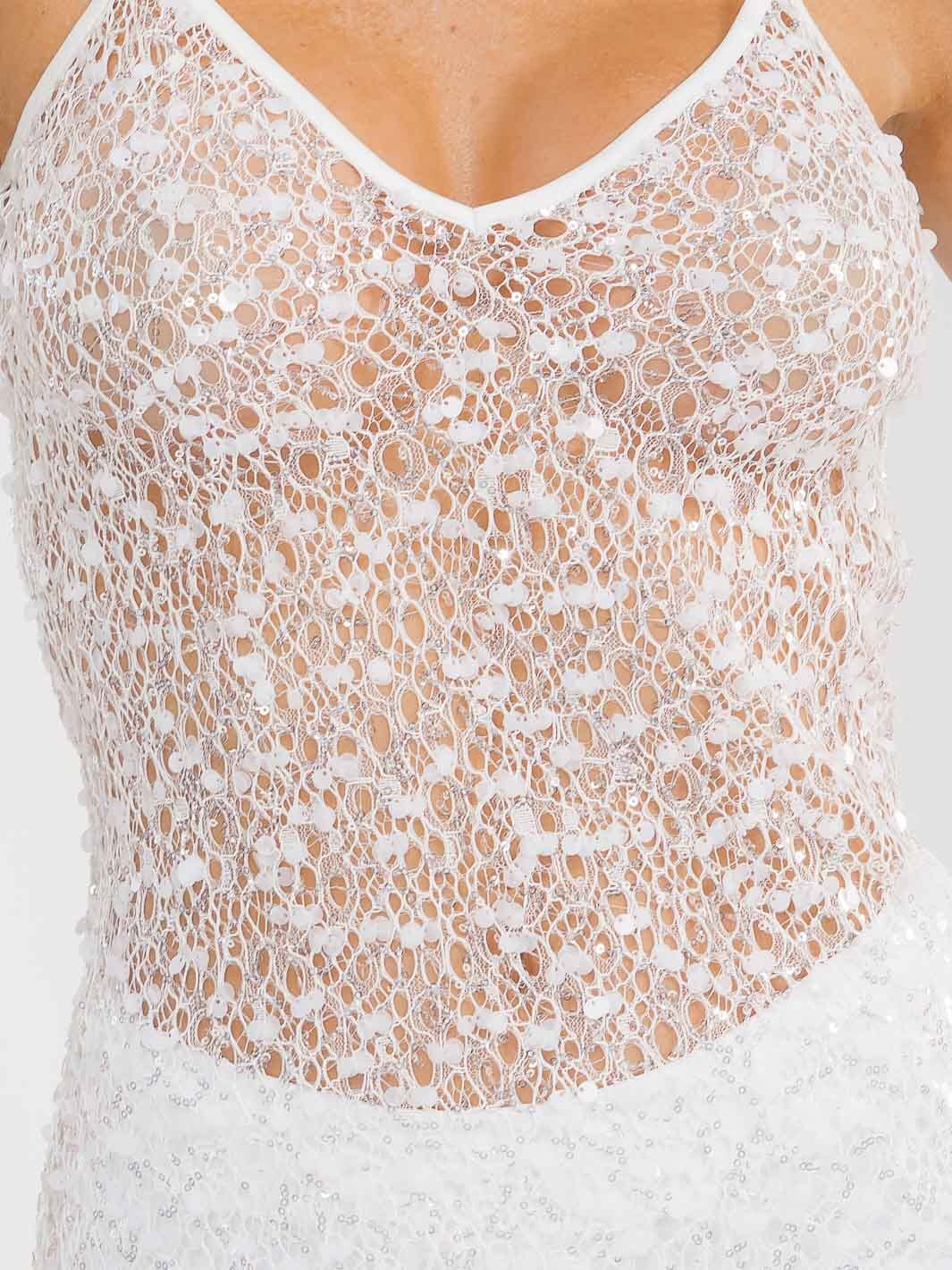 WOMEN'S SLEEVELESS V-NECK SEQUINS BODYCON MIDI DRESS