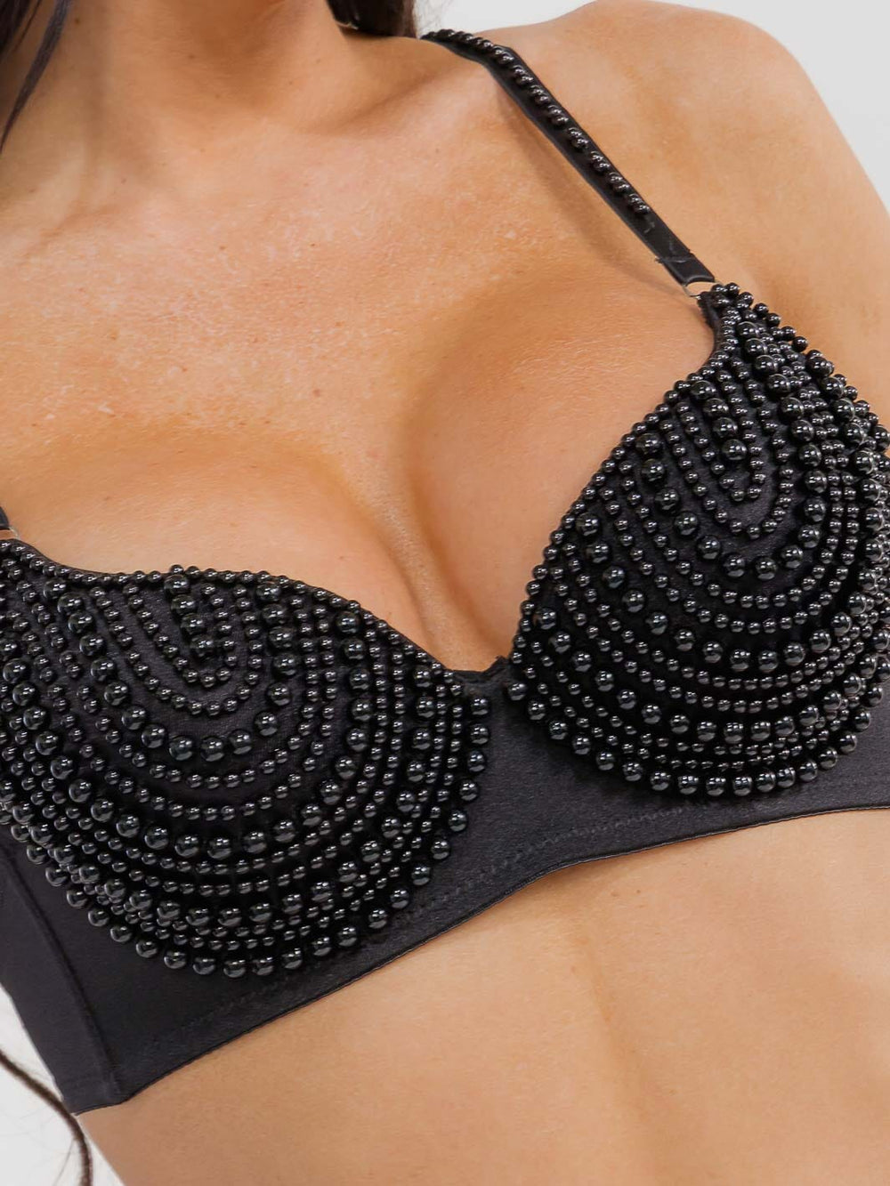WOMEN'S ADJUSTABLE STRAPS PEARL DETAILED BRA