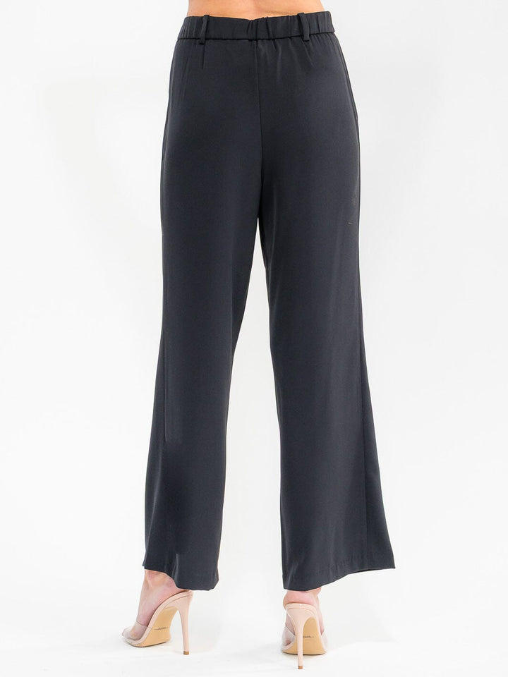 WOMEN'S BUTTON CLOSURE WIDE LEG PANTS