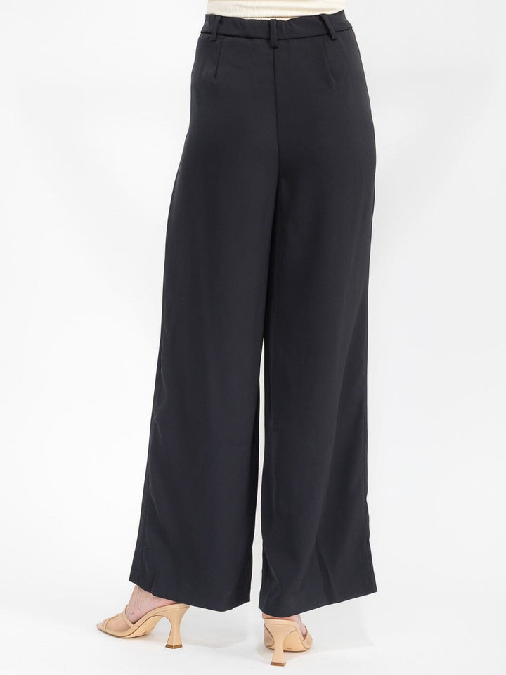 WOMEN'S BUTTON CLOSURE WIDE LEG PANTS