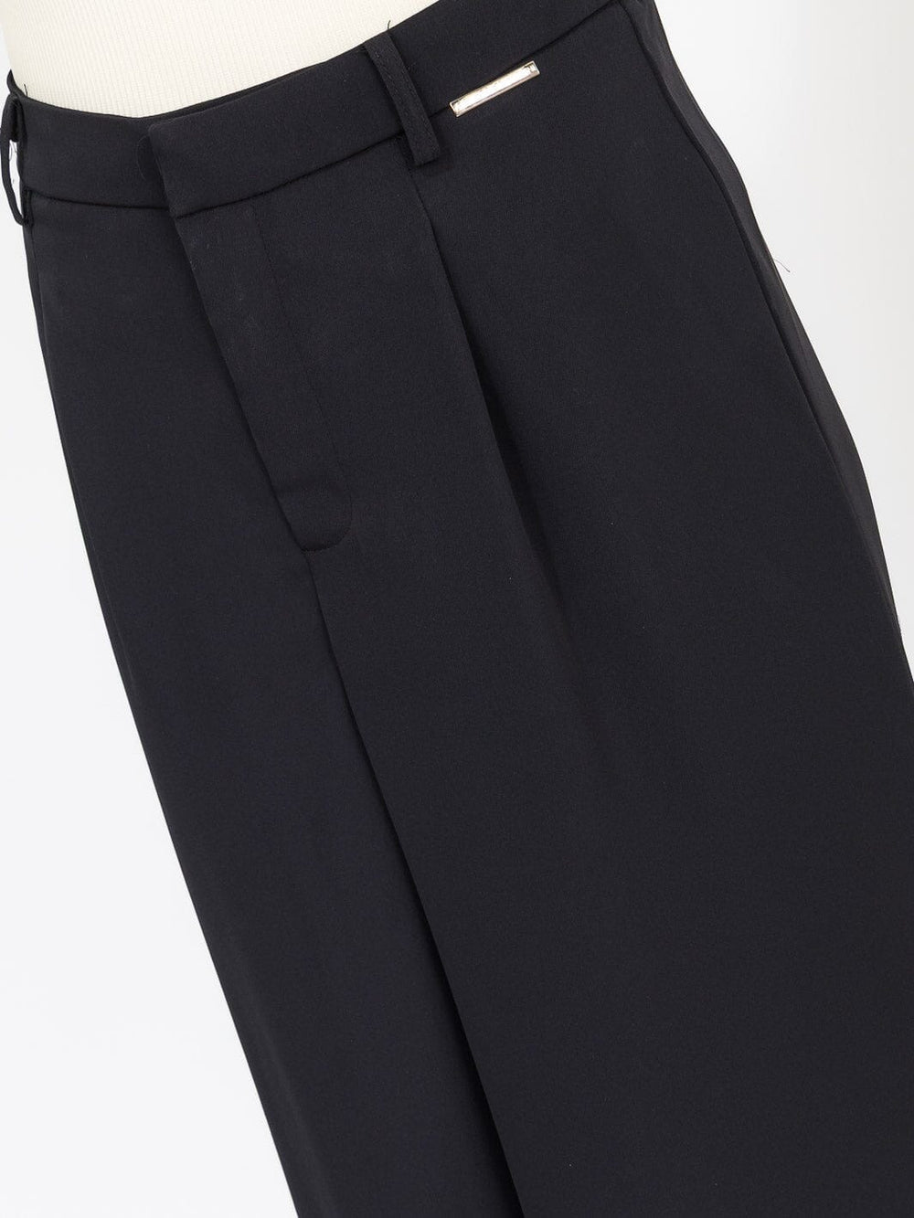 WOMEN'S BUTTON CLOSURE WIDE LEG PANTS