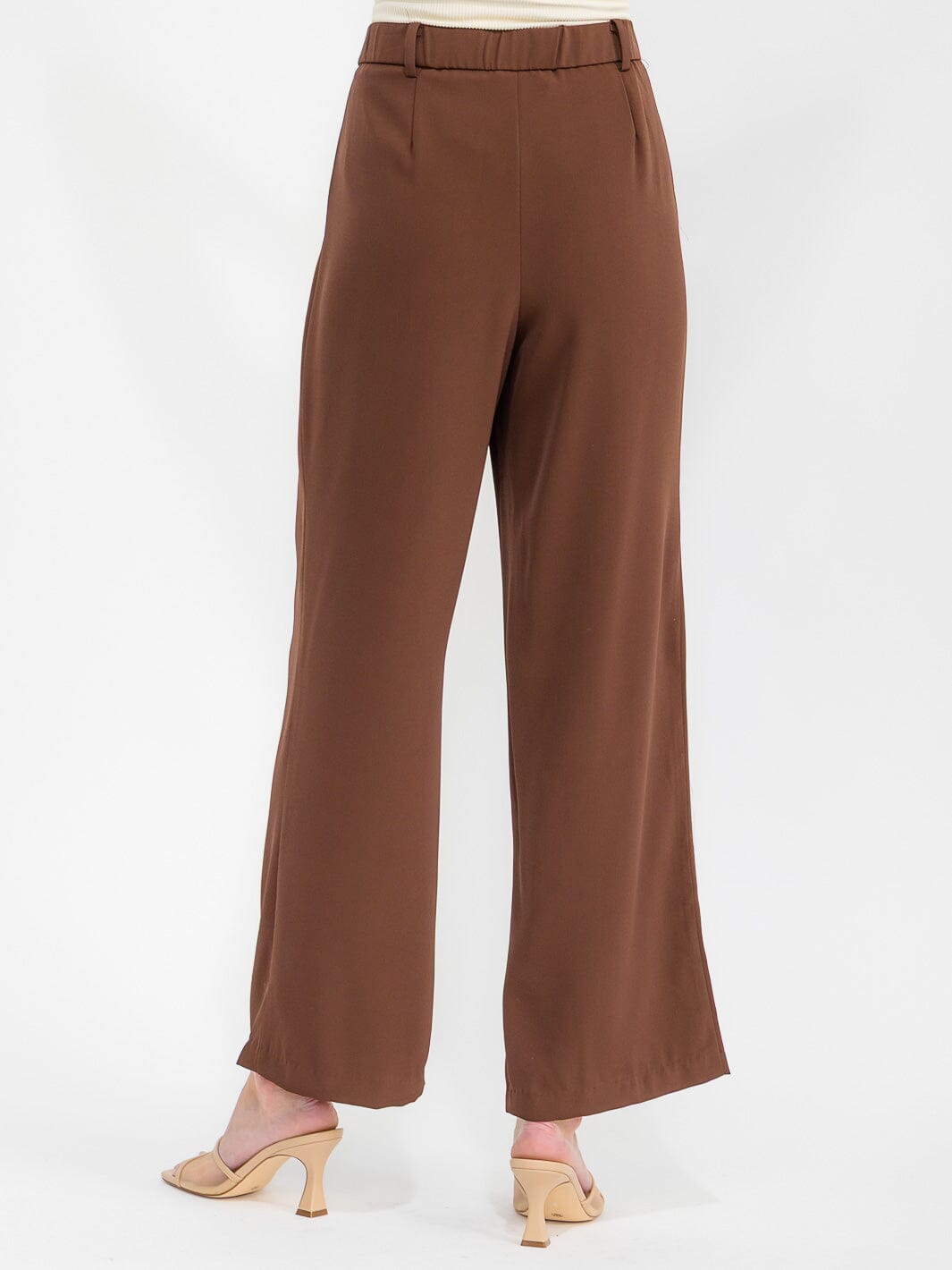 WOMEN'S BUTTON CLOSURE WIDE LEG PANTS