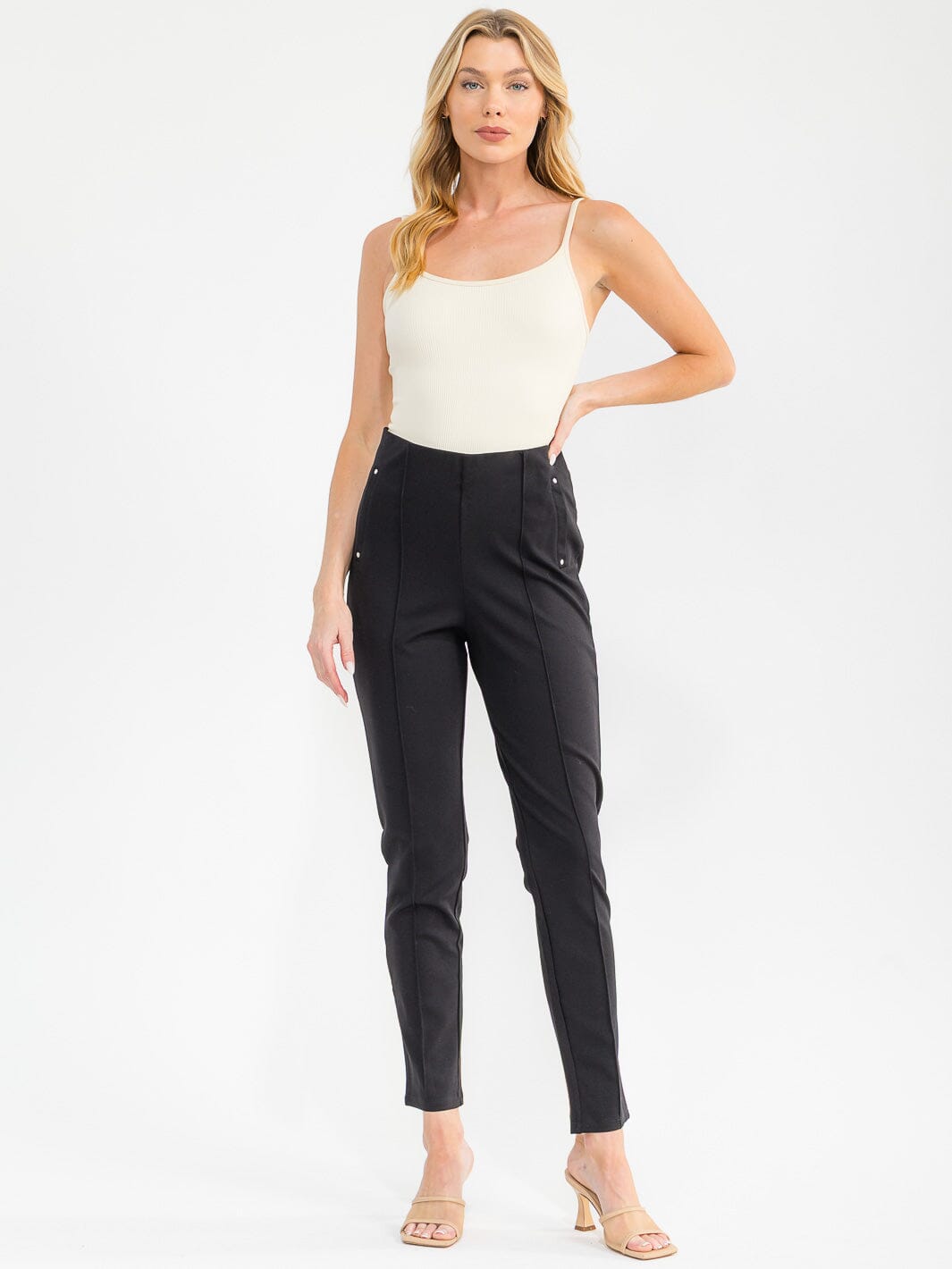 WOMEN'S ELASTIC WAIST SKINNY LEG PANTS