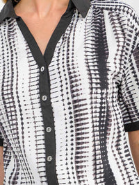 WOMEN'S SHORT SLEEVE BLOUSE & ELASTIC WAIST PANTS COLORBLOCK PRINT 2PC. SET