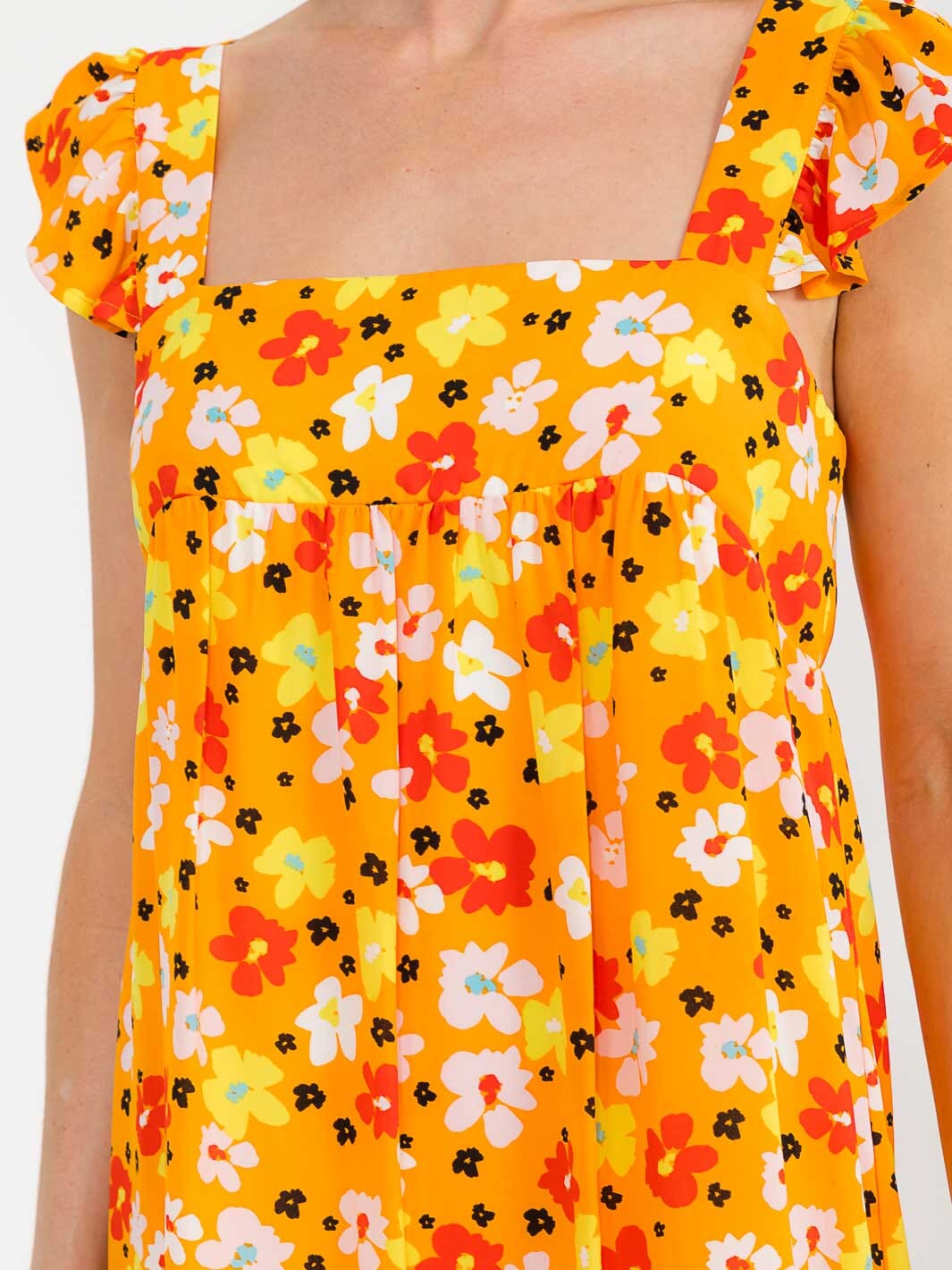WOMEN'S SLEEVELESS SQUARE NECK FLORAL TUNIC MINI DRESS