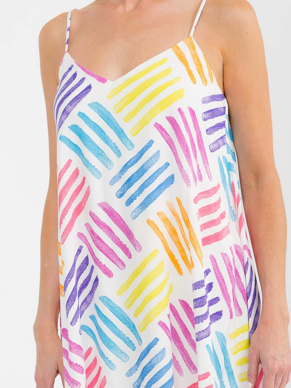 WOMEN'S SLEEVELESS COLORBLOCK MULTI TUNIC MIDI DRESS