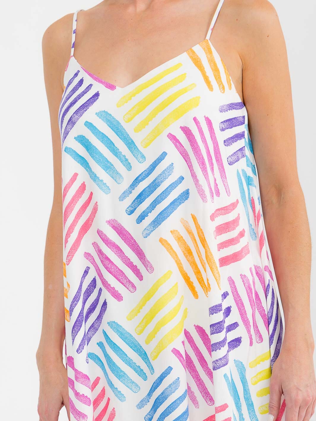 WOMEN'S SLEEVELESS COLORBLOCK MULTI TUNIC MIDI DRESS