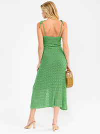 WOMEN'S SLEEVELESS KNIT BUTTONS DETAILED BODYCON MAXI DRESS
