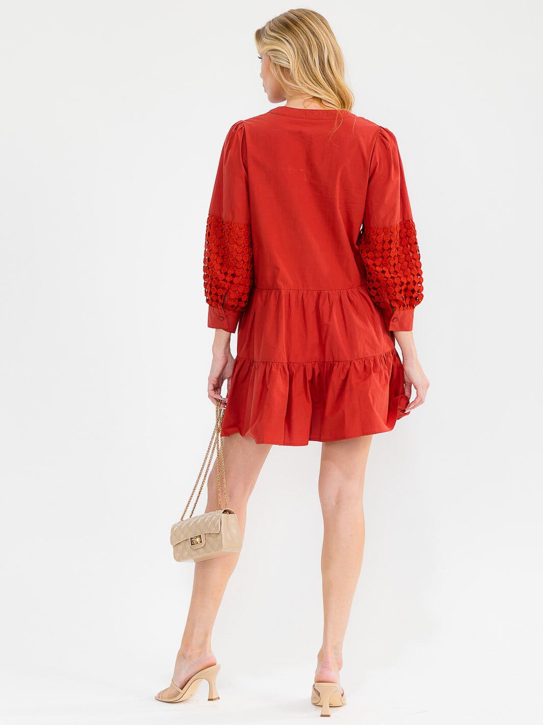 WOMEN'S LONG SLEEVE BUTTON UP FRONT POCKETS DETAILED MINI DRESS