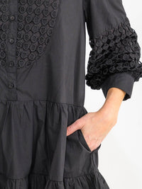 WOMEN'S LONG SLEEVE BUTTON UP FRONT POCKETS DETAILED MINI DRESS