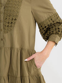 WOMEN'S LONG SLEEVE BUTTON UP FRONT POCKETS DETAILED MINI DRESS
