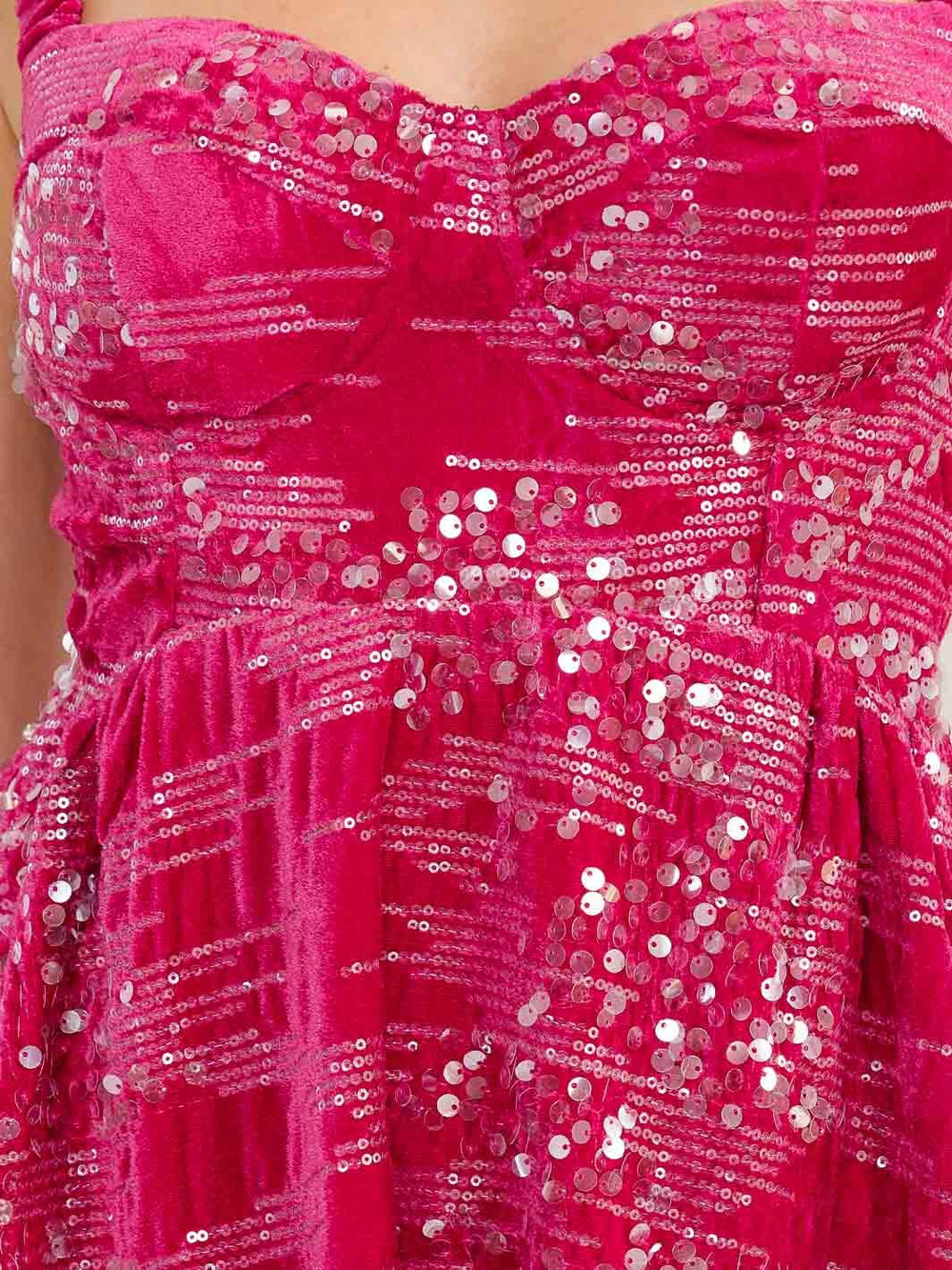 WOMEN'S SLEEVELESS FIT & FLARE SEQUINS MINI DRESS