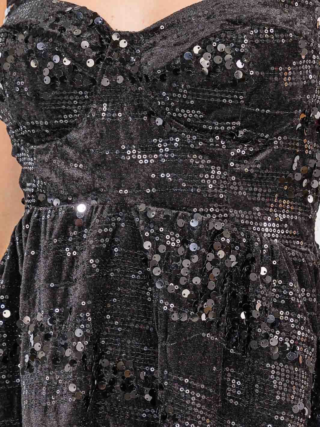 WOMEN'S SLEEVELESS FIT & FLARE SEQUINS MINI DRESS