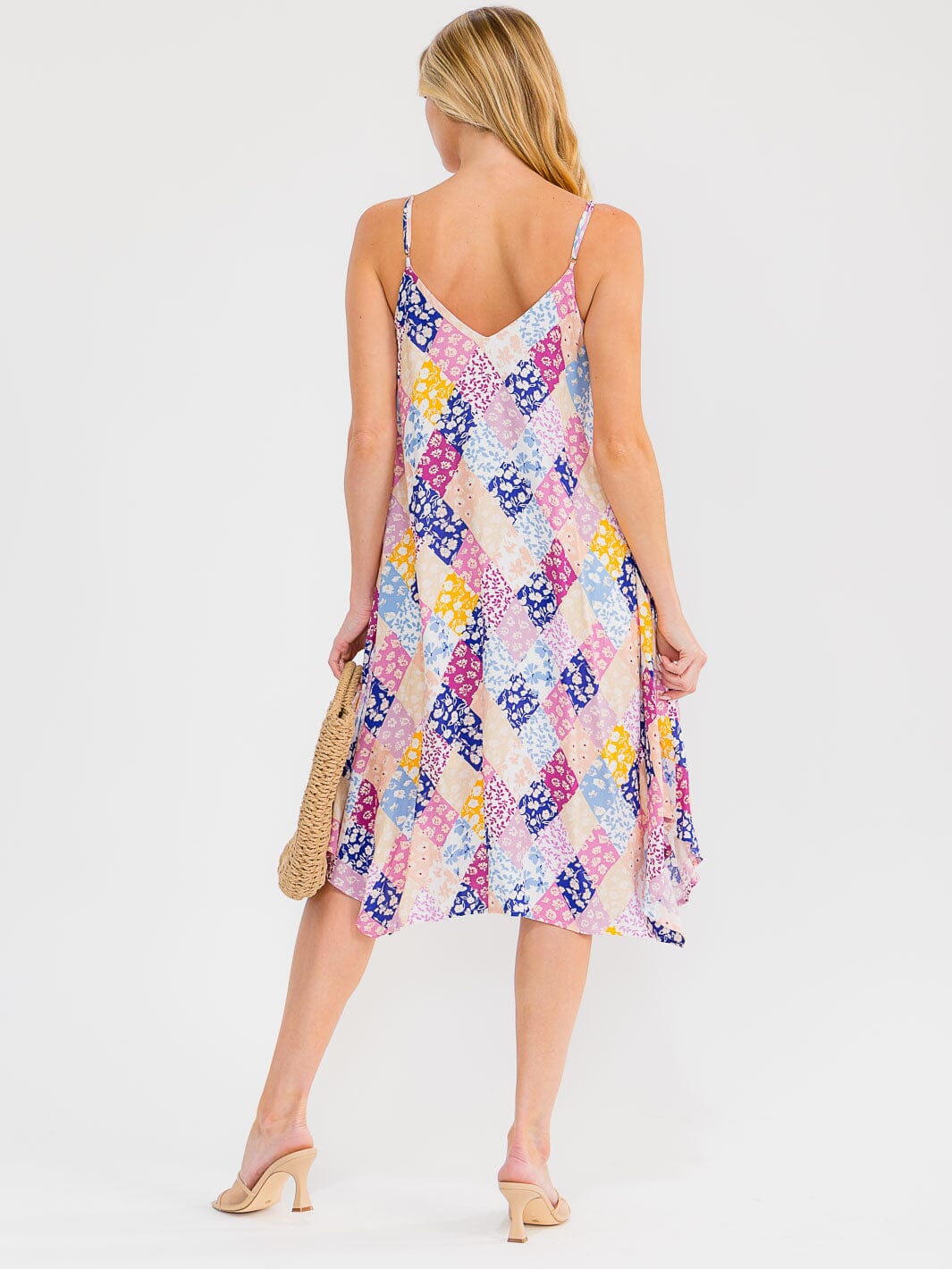 WOMEN'S SLEEVELESS FLORAL MULTI TUNIC MIDI DRESS