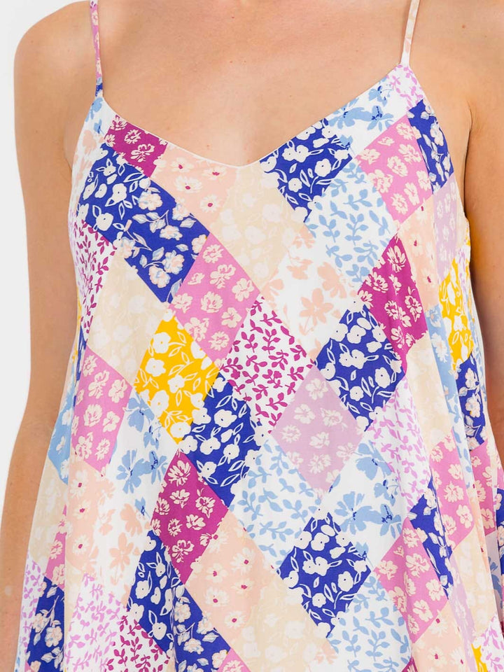 WOMEN'S SLEEVELESS FLORAL MULTI TUNIC MIDI DRESS