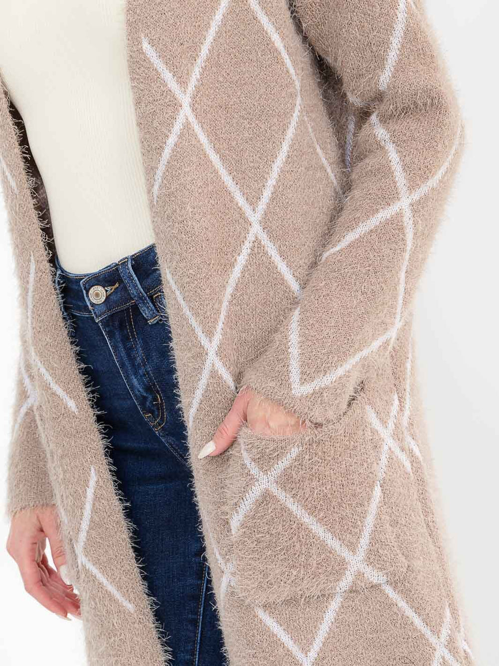 WOMEN'S LONG SLEEVE OPEN FRONT POCKETS CARDIGAN