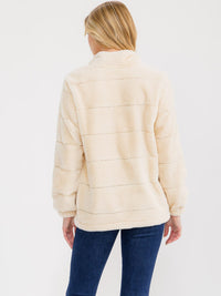 WOMEN'S LONG SLEEVE ZIPPER CLOSURE FRONT POCKETS FAUX FUR JACKET
