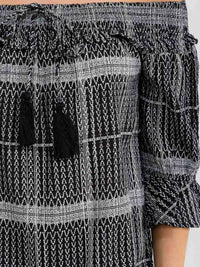 WOMEN'S 3/4 SLEEVE OFF SHOULDER PRINT BLOUSE