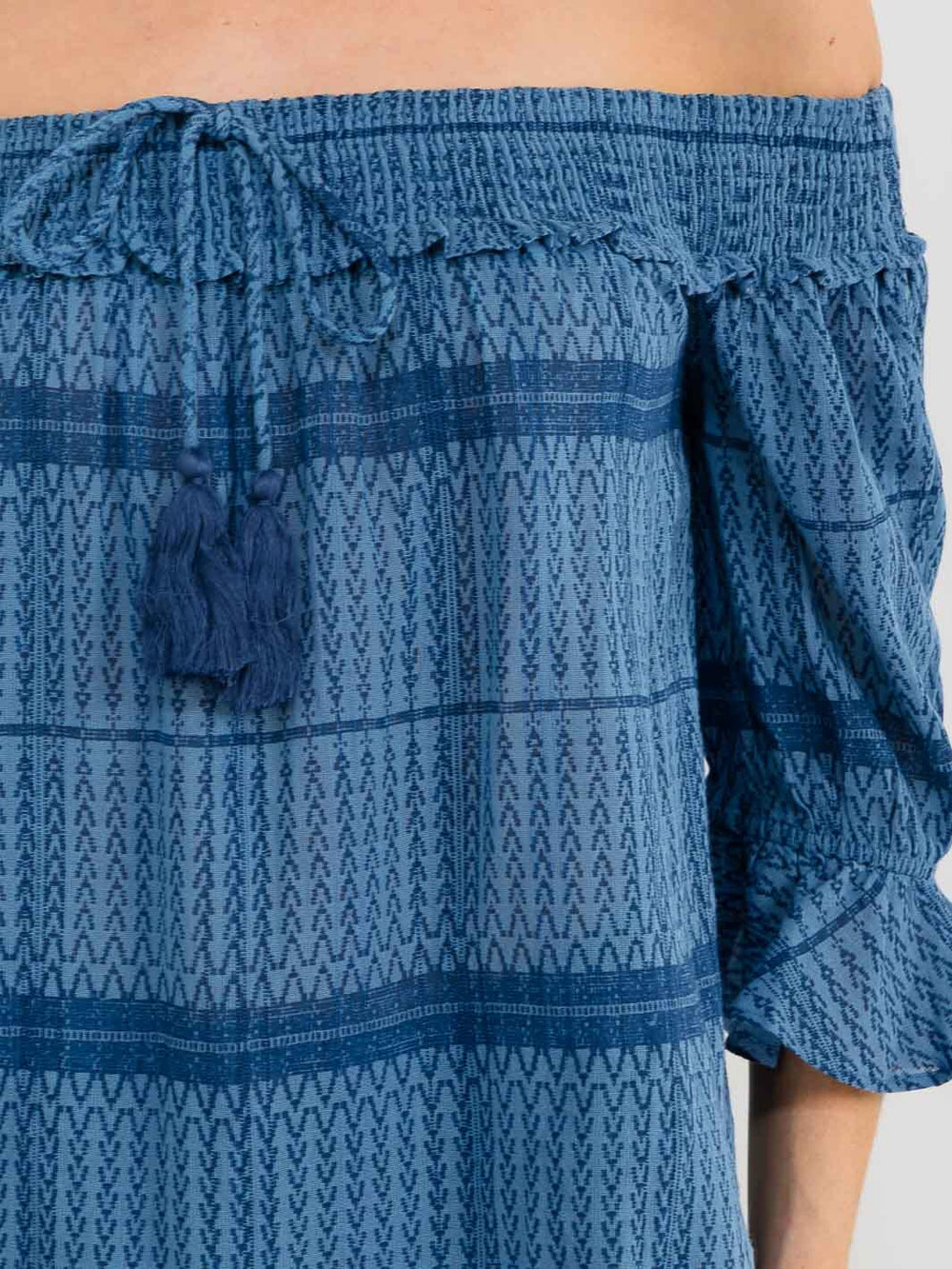 WOMEN'S 3/4 SLEEVE OFF SHOULDER PRINT BLOUSE