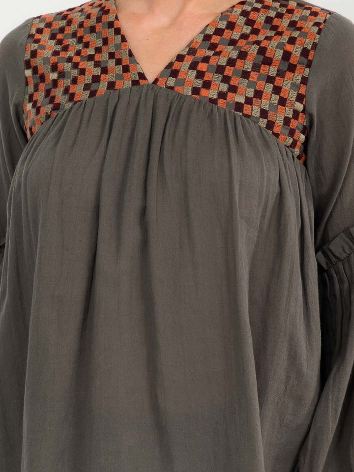 WOMEN'S LONG SLEEVE BUTTONS DETAILED RIBBED BLOUSE (Copy)