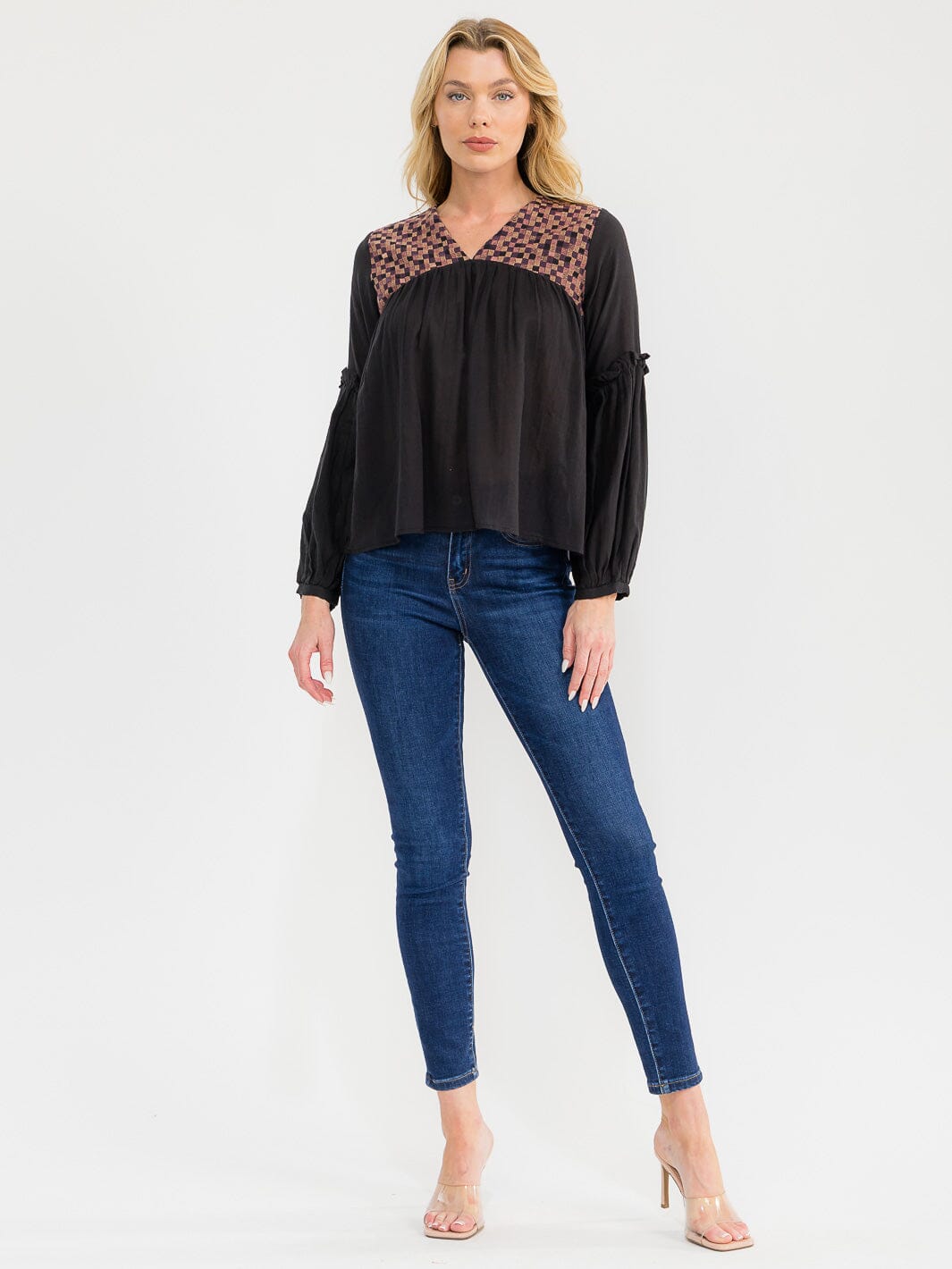 WOMEN'S LONG SLEEVE BUTTONS DETAILED RIBBED BLOUSE (Copy)