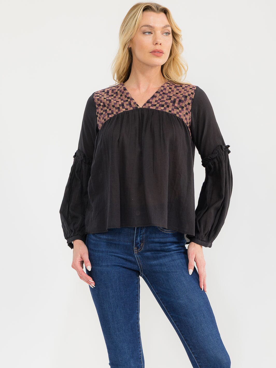 WOMEN'S LONG SLEEVE BUTTONS DETAILED RIBBED BLOUSE (Copy)