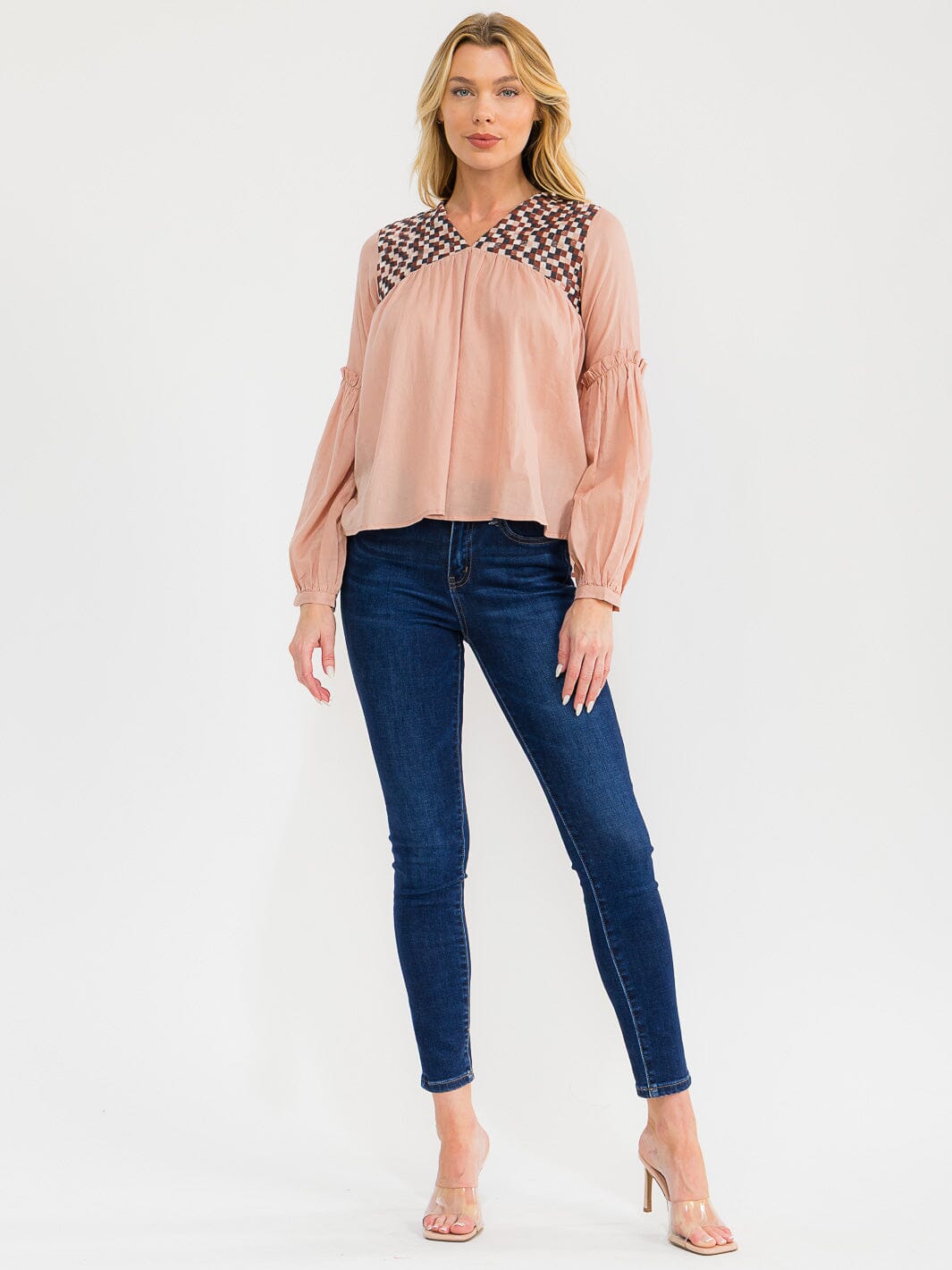 WOMEN'S LONG SLEEVE BUTTONS DETAILED RIBBED BLOUSE (Copy)