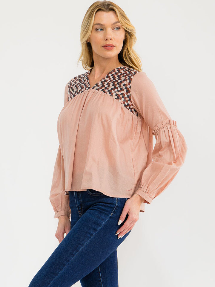 WOMEN'S LONG SLEEVE BUTTONS DETAILED RIBBED BLOUSE (Copy)