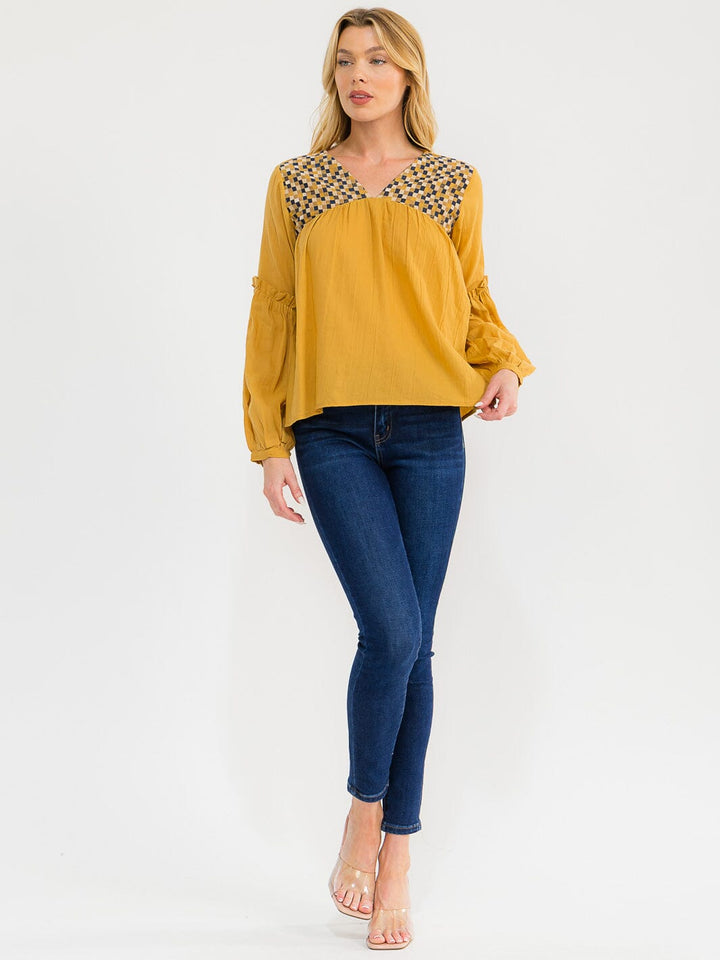 WOMEN'S LONG SLEEVE BUTTONS DETAILED RIBBED BLOUSE (Copy)