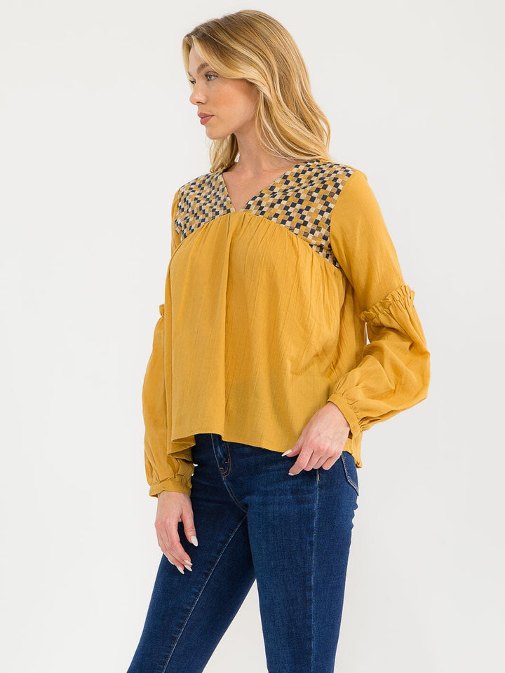 WOMEN'S LONG SLEEVE BUTTONS DETAILED RIBBED BLOUSE (Copy)