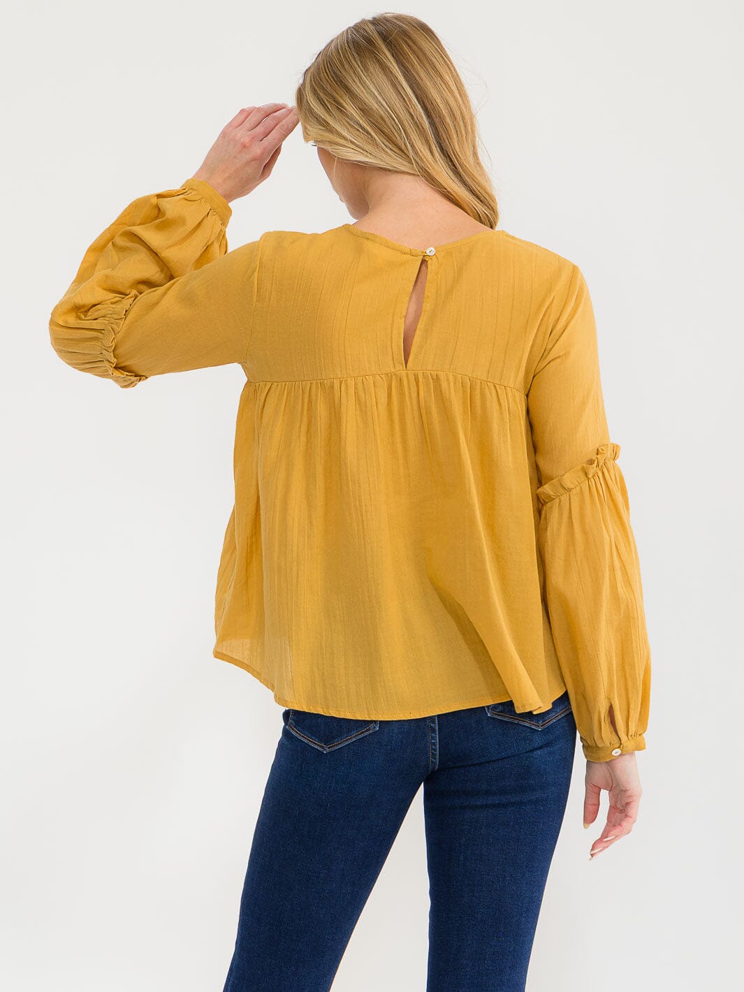 WOMEN'S LONG SLEEVE BUTTONS DETAILED RIBBED BLOUSE (Copy)