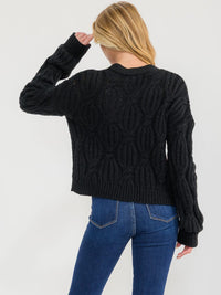WOMEN'S LONG SLEEVE BUTTON UP EMBROIDERY FLORAL KNIT SWEATER
