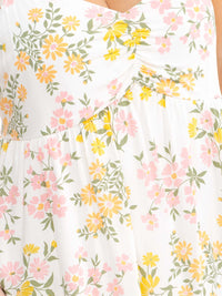 PLUS SIZE SLEEVELESS V-NECK FLORAL PRINT MINI DRESS