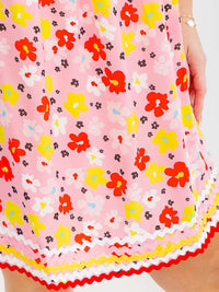 PLUS SIZE SLEEVELESS SQUARE NECK FLORAL TUNIC MINI DRESS
