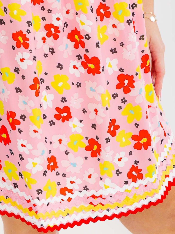 PLUS SIZE SLEEVELESS SQUARE NECK FLORAL TUNIC MINI DRESS