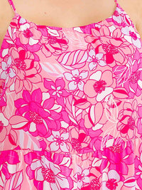 PLUS SIZE SLEEVELESS HALTER NECK FLORAL TUNIC MINI DRESS