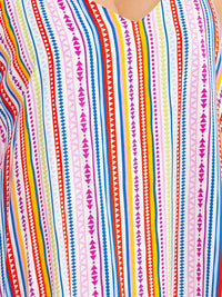 PLUS SIZE SLEEVELESS V-NECK MULTI PRINT MINI DRESS