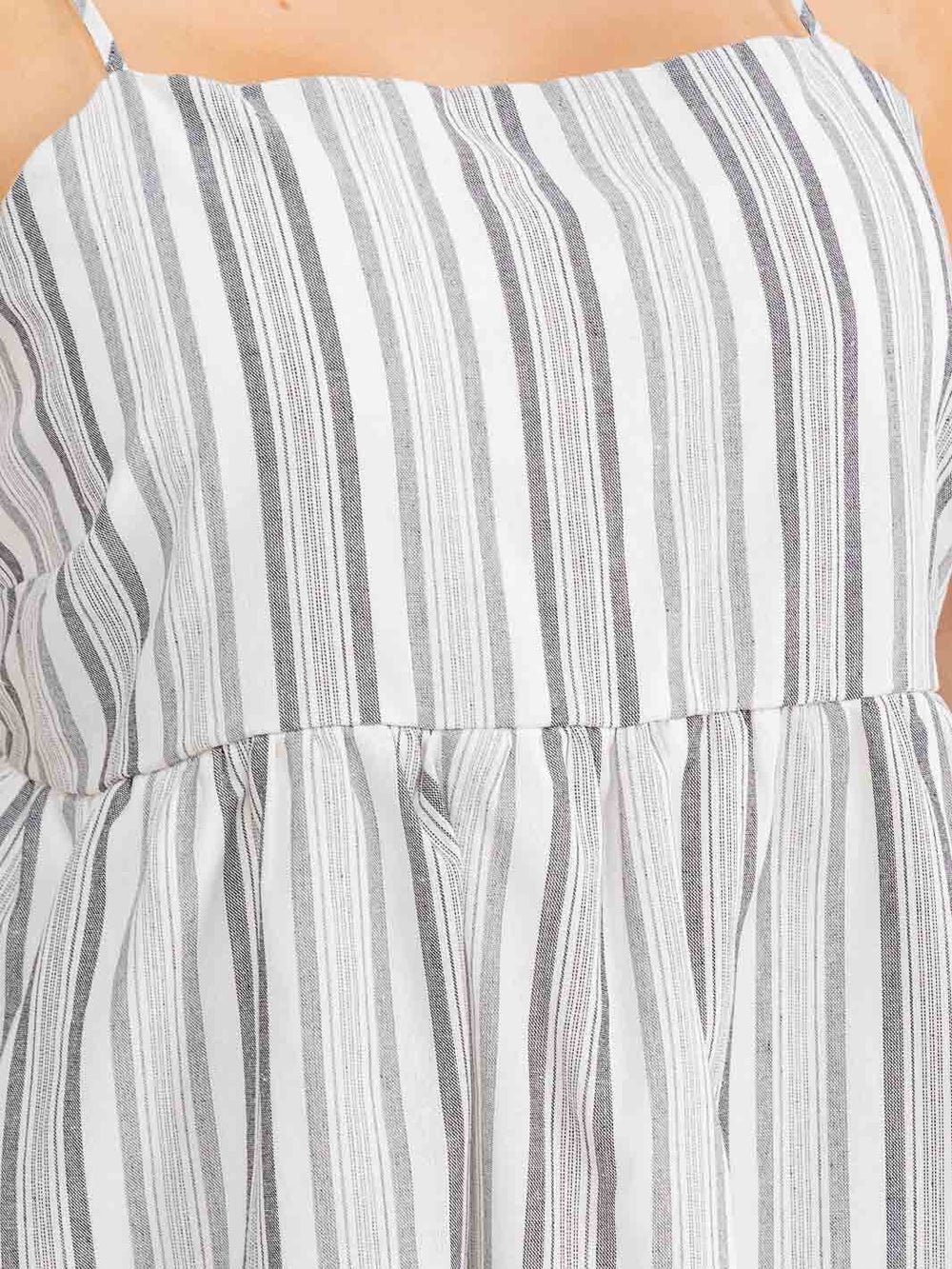 PLUS SIZE SLEEVELESS OPEN BACK STRIPES MINI DRESS