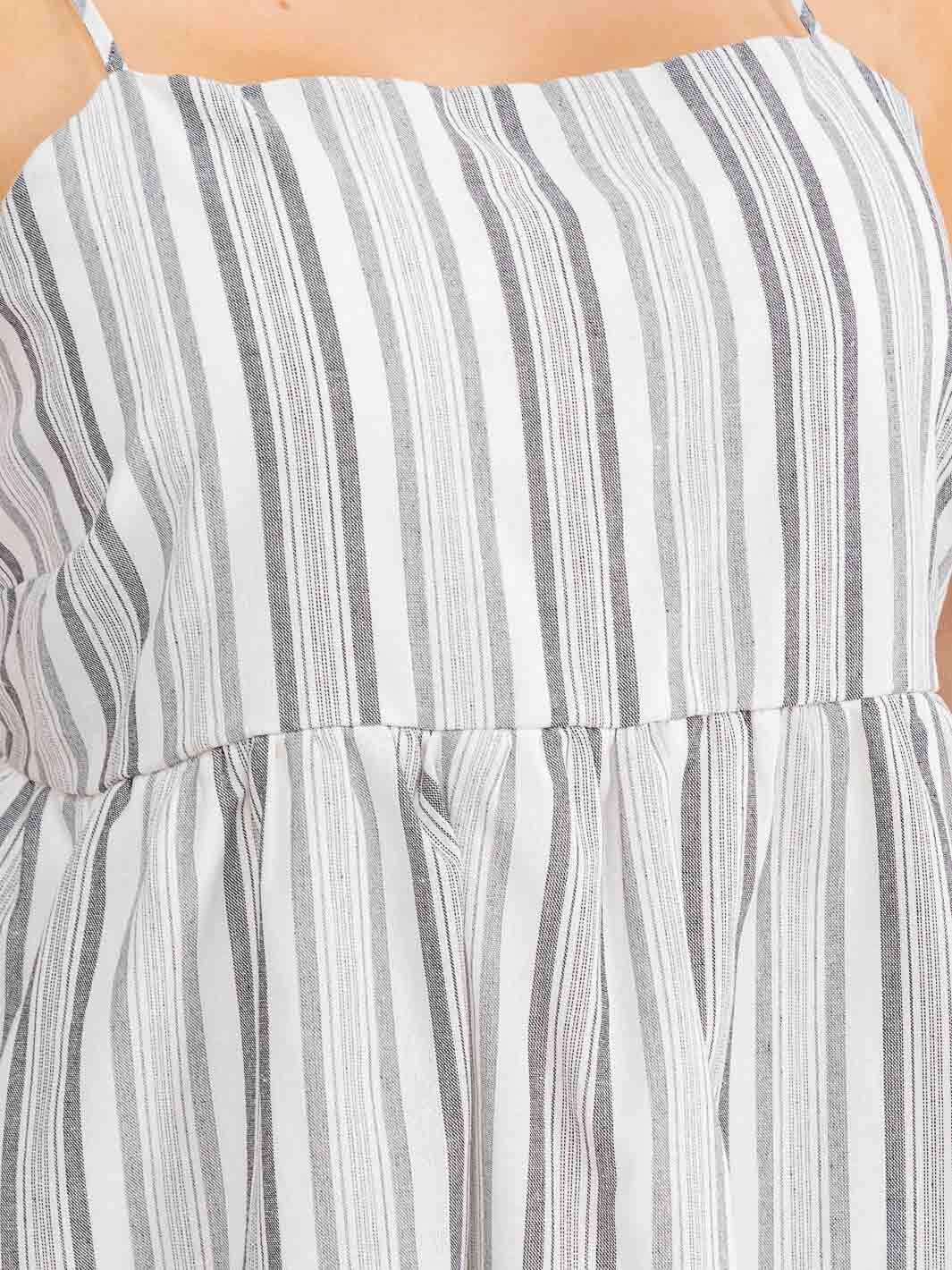 PLUS SIZE SLEEVELESS OPEN BACK STRIPES MINI DRESS