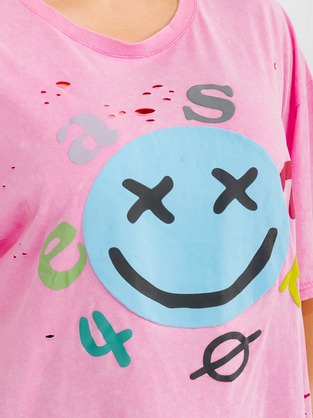 PLUS SIZE SHORT SLEEVE GRAPHIC WASHED TOP