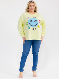PLUS SIZE LONG SLEEVE GRAPHIC TOP
