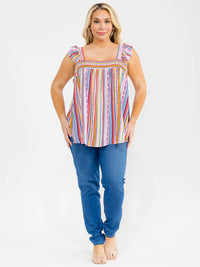 PLUS SIZE SLEEVELESS SQUARE NECK MULTI TUNIC TOP